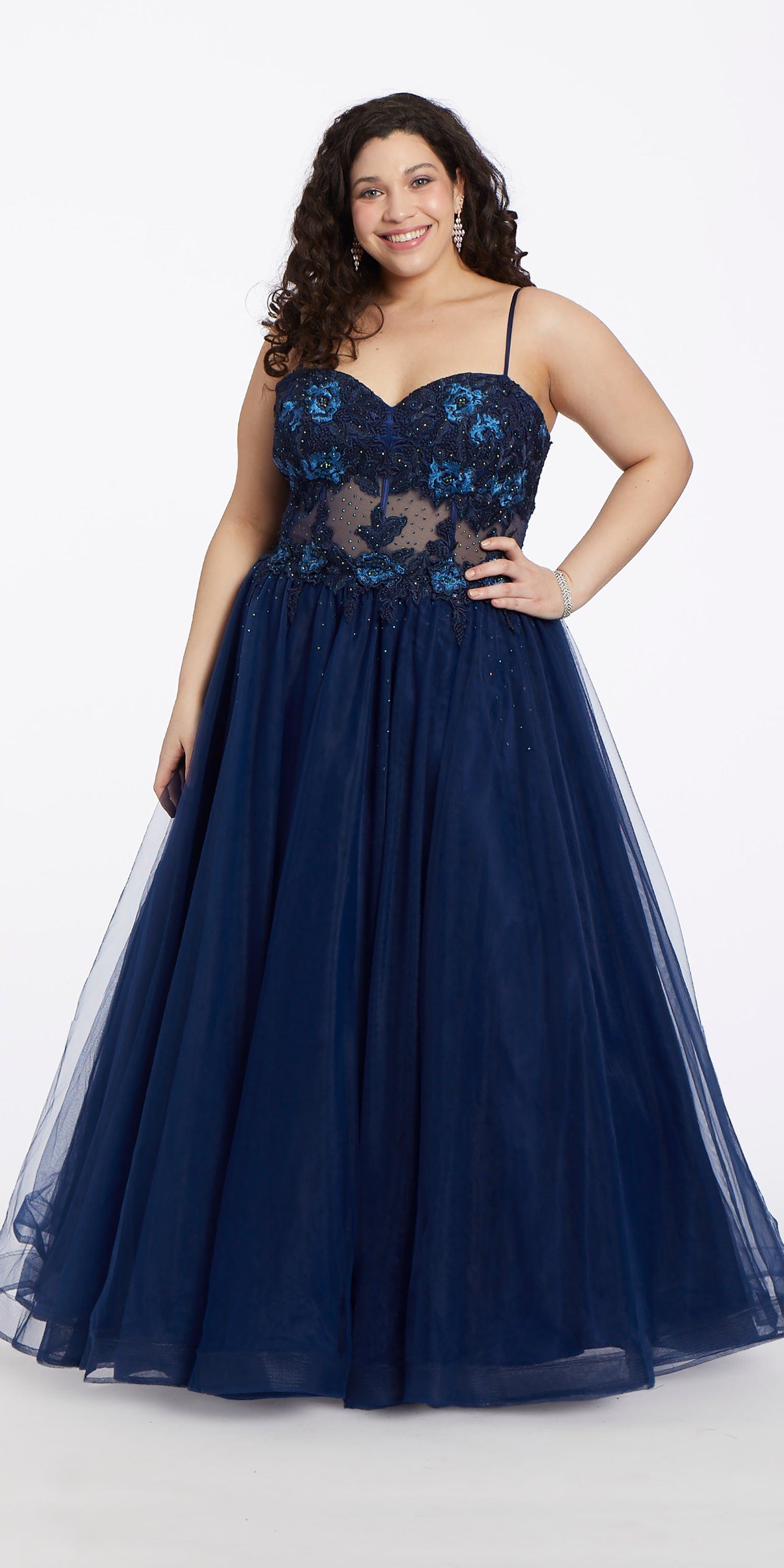 3D Flower Embroidered Corset Ballgown